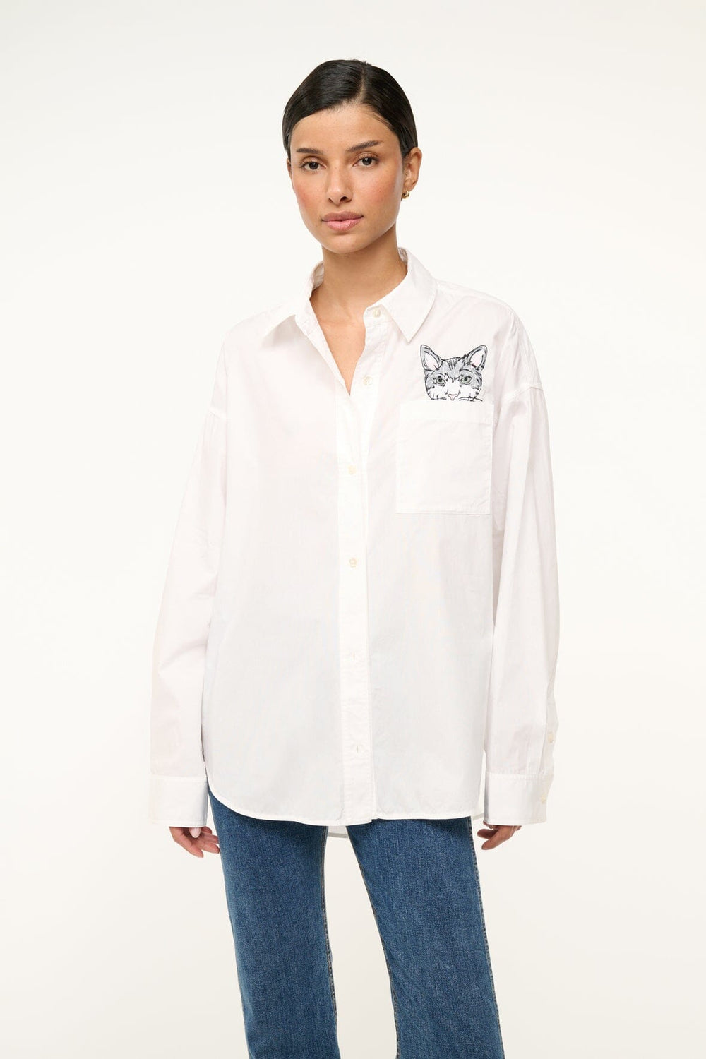 CUSTOM CLASSIC OVERSIZED SHIRT WHITE - STAUD sale