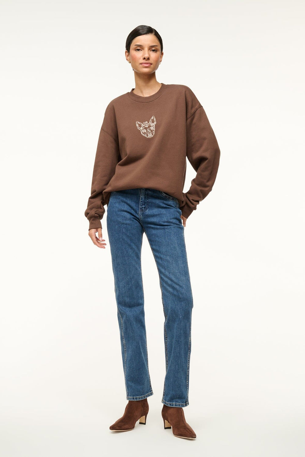 CUSTOM x C.BONZ OVERSIZED SWEATSHIRT BROWN - STAUD US