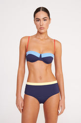DEVON HIGH RISE BIKINI BOTTOM NAVY COLORBLOCK - STAUD outlet