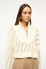CROPPED HAMPTON SWEATER IVORY - STAUD for sale