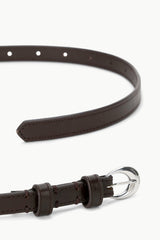 SLIM MOON BUCKLE BELT - 13MM MAHOGANY SILVER - STAUD for sale