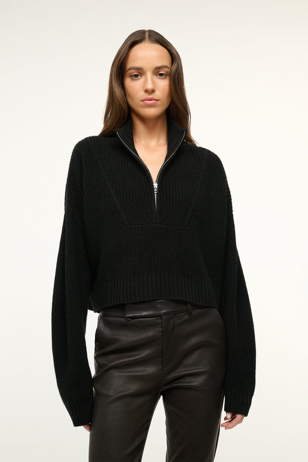 CASHMERE CROPPED HAMPTON SWEATER BLACK - STAUD near me