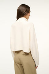 CASHMERE CROPPED HAMPTON SWEATER IVORY - STAUD sale