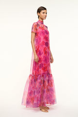 CALLUNA DRESS MAGENTA PAINTED FLORAL - STAUD sale