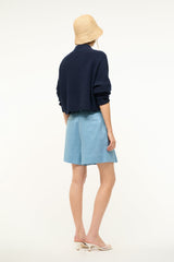 CASHMERE CROPPED HAMPTON SWEATER NAVY - STAUD for sale