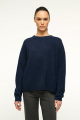 SERRANO CASHMERE RELAXED CREW NAVY - STAUD for sale
