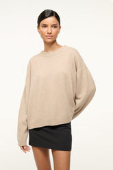 SERRANO CASHMERE RELAXED CREW STONE - STAUD online