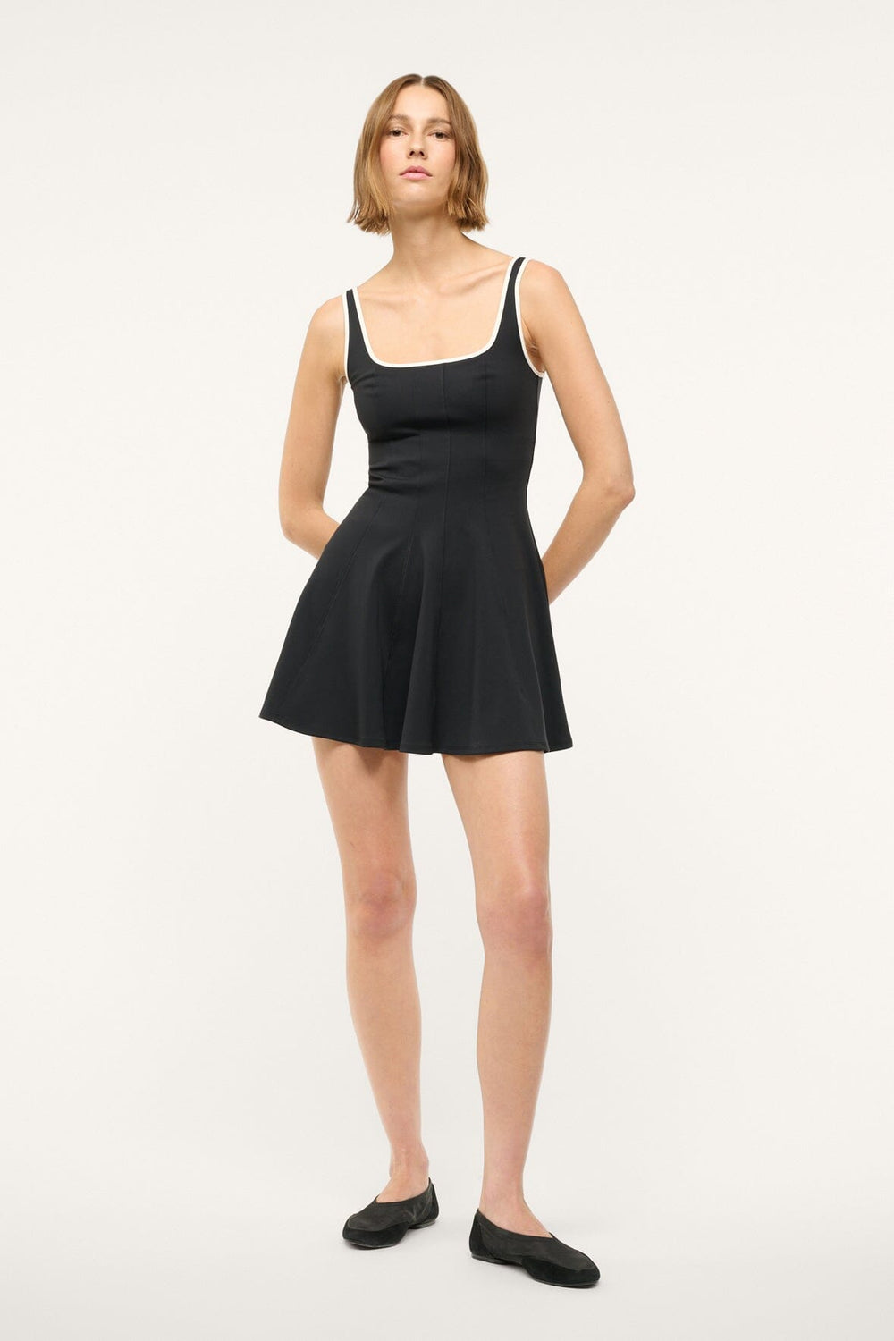 WELLS MINI SPORT DRESS BLACK IVORY - STAUD outlet