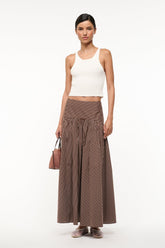 PROCIDA SKIRT DARK OAK MICRO STRIPE - STAUD US