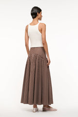 PROCIDA SKIRT DARK OAK MICRO STRIPE - STAUD US