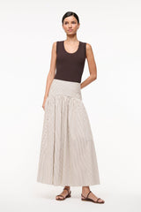 PROCIDA SKIRT IVORY DARK OAK MICRO STRIPE - STAUD sale