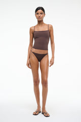 SISLEY SIDE TIE BIKINI BOTTOM DARK CHOCOLATE - STAUD sale