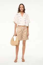 DAYA LINEN TOP POP SARDINES IVORY - STAUD sale