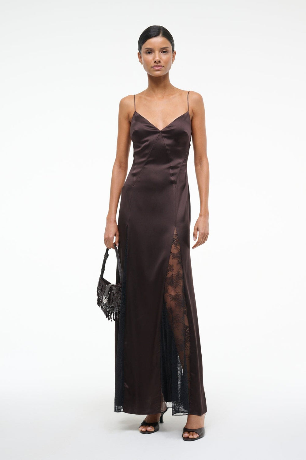 TRINITY SILK DRESS EARTH - STAUD outlet