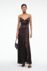 TRINITY SILK DRESS EARTH - STAUD outlet