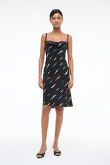 EVANGELINE SILK DRESS POP SARDINES BLACK - STAUD US