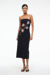 BROOKE DRESS DAHLIA DAYDREAM BLACK - STAUD US