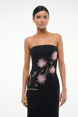 BROOKE DRESS DAHLIA DAYDREAM BLACK - STAUD US