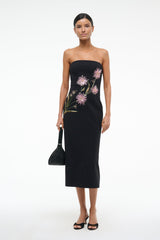 BROOKE DRESS DAHLIA DAYDREAM BLACK - STAUD US