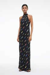 WINNIE SILK DRESS POP SARDINES BLACK - STAUD sale