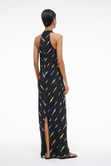 WINNIE SILK DRESS POP SARDINES BLACK - STAUD sale