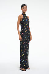 WINNIE SILK DRESS POP SARDINES BLACK - STAUD sale