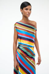 PHARE SILK DRESS MARKET STRIPE - STAUD US