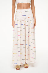 PROCIDA LINEN SKIRT POP SARDINES IVORY - STAUD for sale