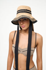 RITA RIBBON HAT NATURAL/BLACK - STAUD for sale