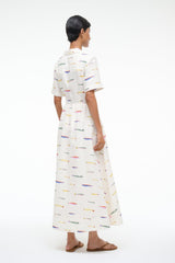 MERYL LINEN DRESS POP SARDINES IVORY - STAUD for sale