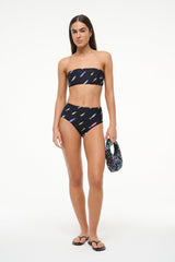 DEVON HIGH RISE BIKINI BOTTOM POP SARDINES BLACK - STAUD sale