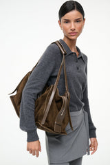 LARGE HAROLD BAG TRUFFLE SUEDE - STAUD for sale
