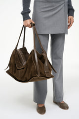 LARGE HAROLD BAG TRUFFLE SUEDE - STAUD for sale
