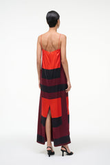 MAE SILK DRESS RUBY PRISM - STAUD US