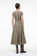 SHORT SLEEVE WELLS DRESS TRAILBLAZER STRIPE - STAUD US