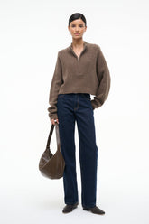 CASHMERE CROPPED HAMPTON SWEATER TRUFFLE - STAUD sale