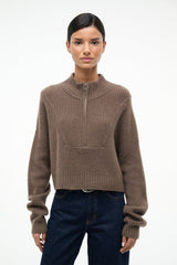 CASHMERE CROPPED HAMPTON SWEATER TRUFFLE - STAUD sale
