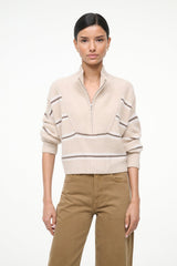 CASHMERE CROPPED HAMPTON SWEATER WHISPER STRIPE - STAUD outlet