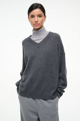 DORIS CASHMERE SWEATER CHARCOAL - STAUD sale
