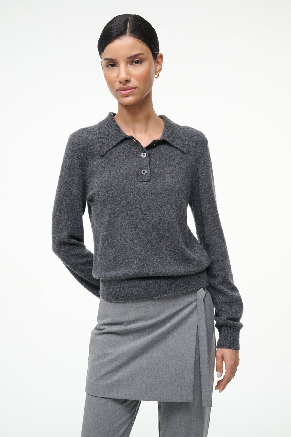 GEMMA CASHMERE SWEATER CHARCOAL - STAUD US