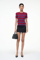 EASY CASHMERE TEE CRIMSON STRIPE - STAUD for sale