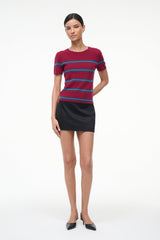 EASY CASHMERE TEE CRIMSON STRIPE - STAUD for sale