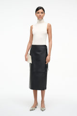 ROMAN LEATHER WRAP SKIRT BLACK - STAUD US