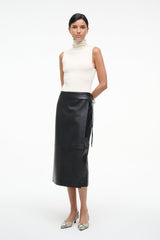 ROMAN LEATHER WRAP SKIRT BLACK - STAUD US