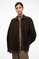 JOSETTE SUEDE SHIRT ESPRESSO - STAUD sale