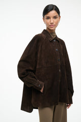JOSETTE SUEDE SHIRT ESPRESSO - STAUD sale