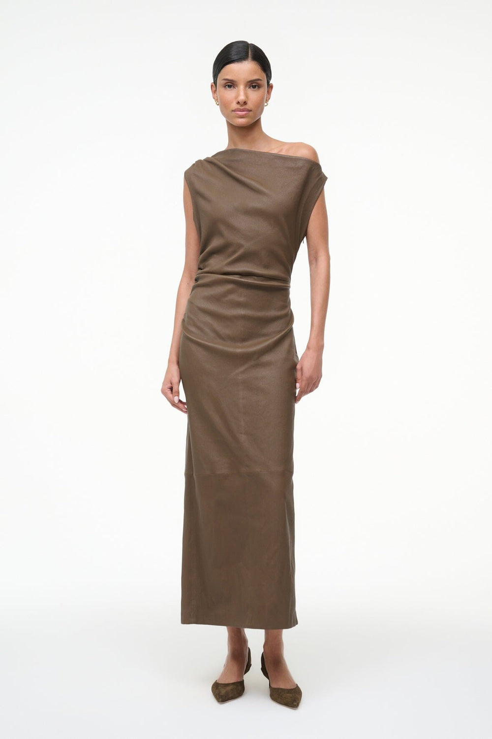 PHARE LEATHER DRESS TRUFFLE - STAUD outlet