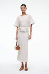 AMELIE LINEN DRESS NATURAL - STAUD US