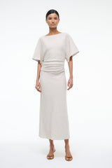 AMELIE LINEN DRESS NATURAL - STAUD US