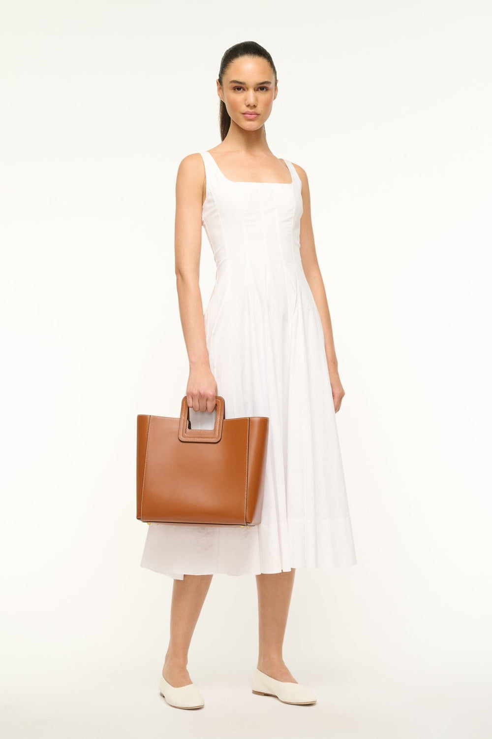 SHIRLEY LEATHER BAG SADDLE - STAUD outlet